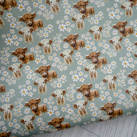 Huxley Highland Cow Sage Leatherette