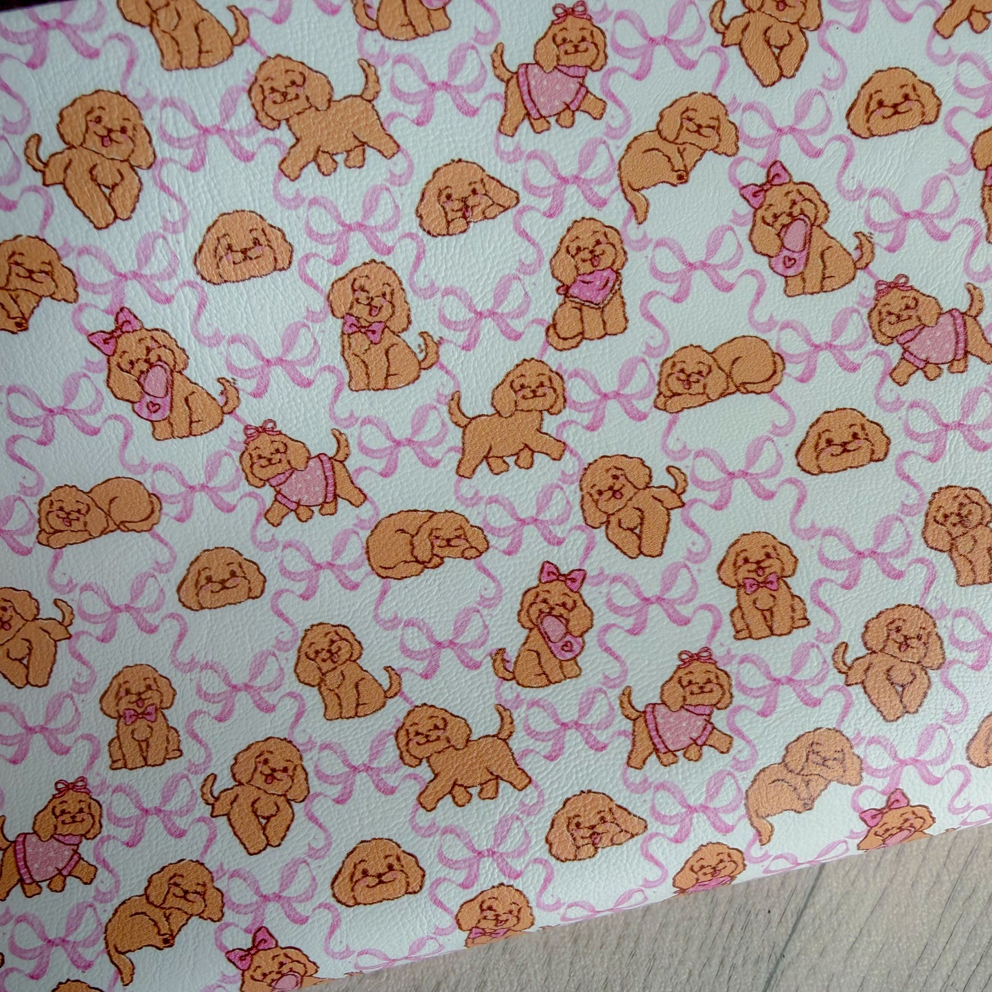 Cute Bow Dog Faux Leather Sheet