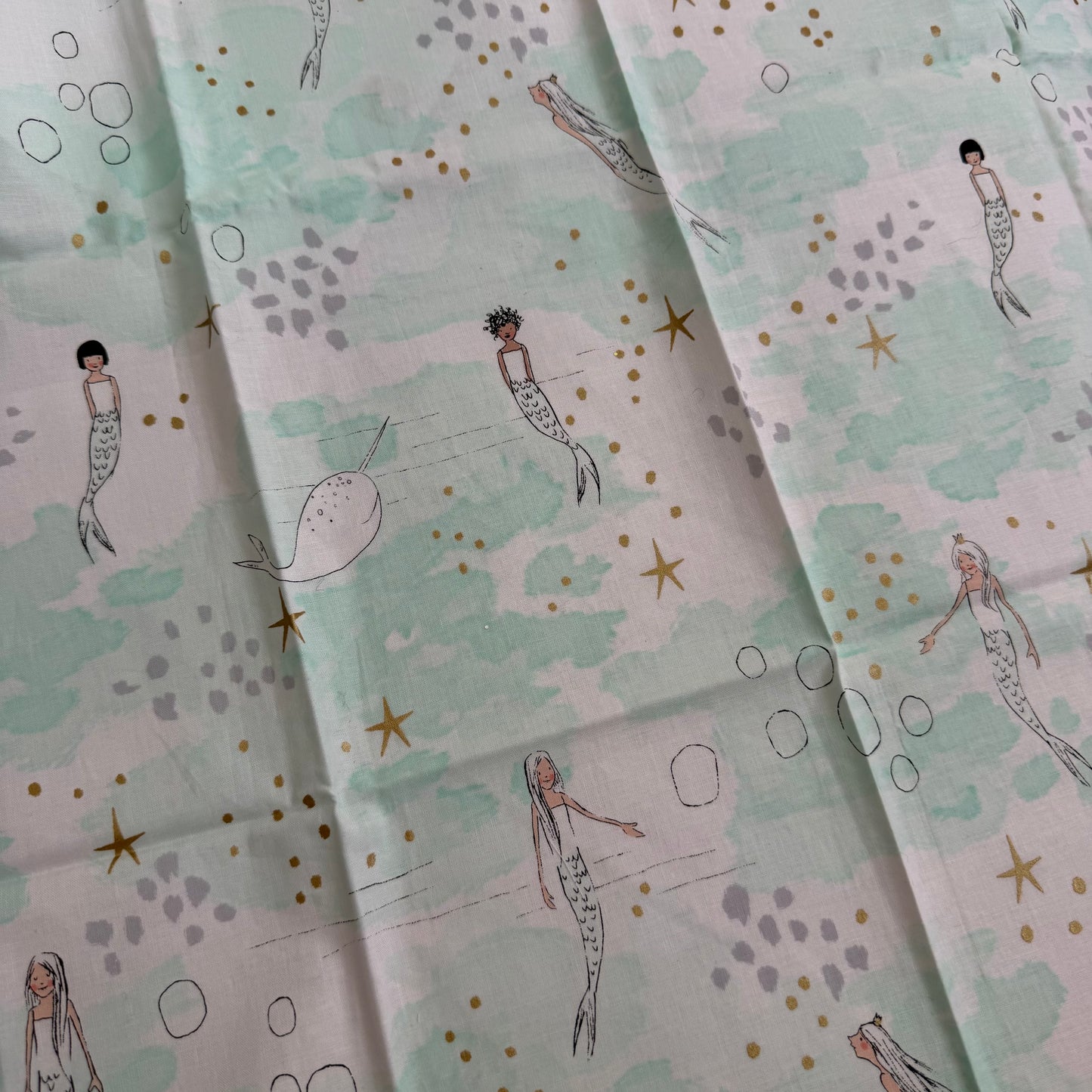 Fat Quarter Cotton Fabric Mint Mermaids