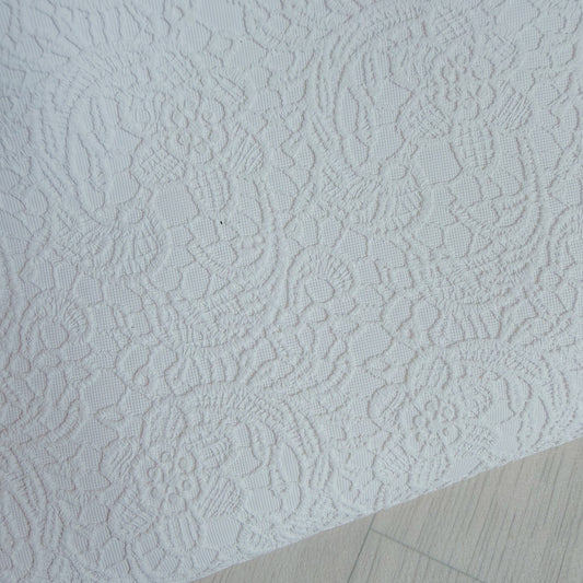 Embroidery Lace White Faux Leather