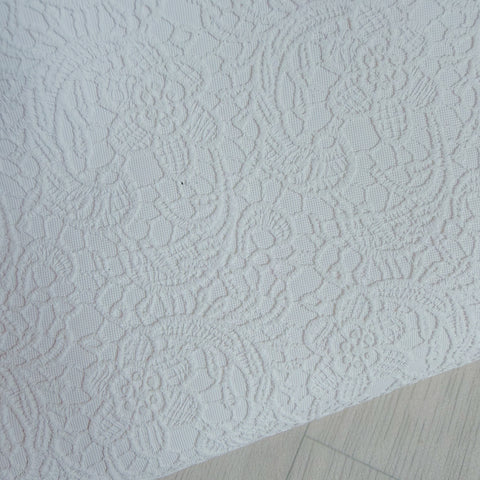 Embroidery Lace White Faux Leather