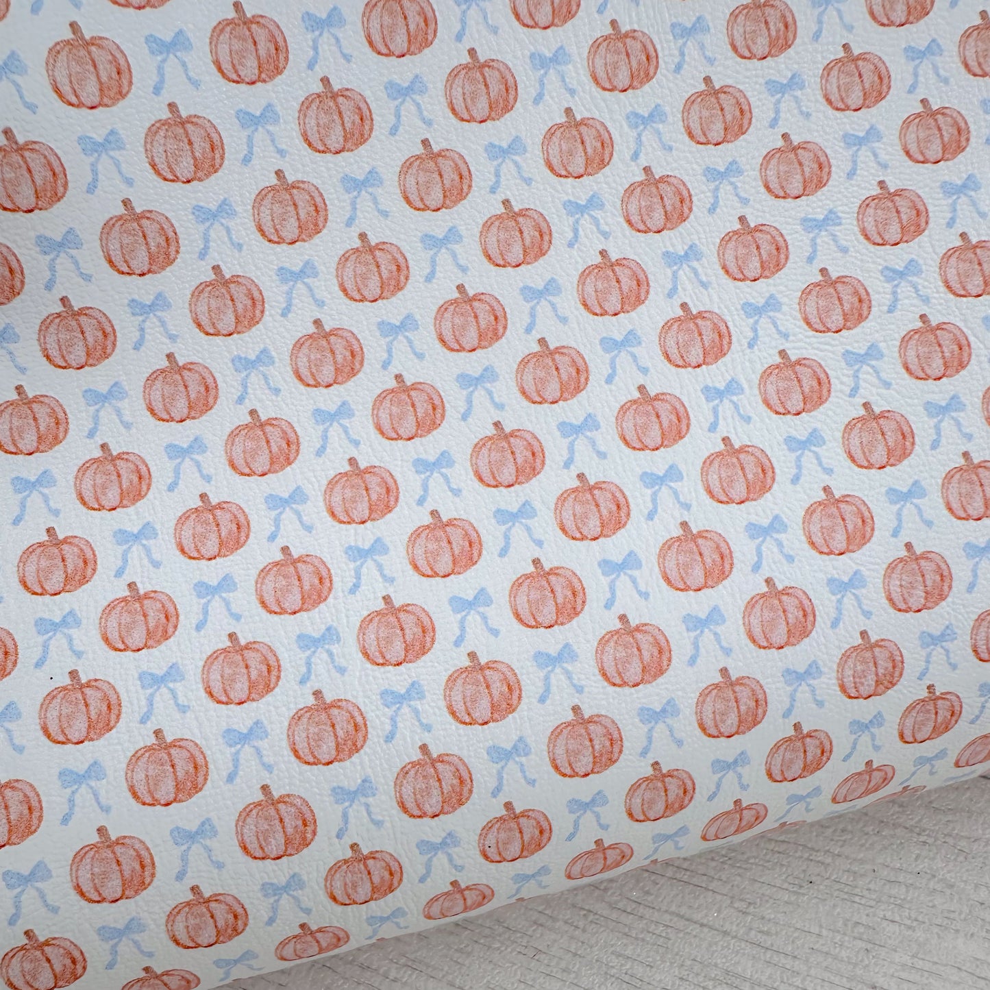 Blue Bow Pumpkin Faux Leather Sheet