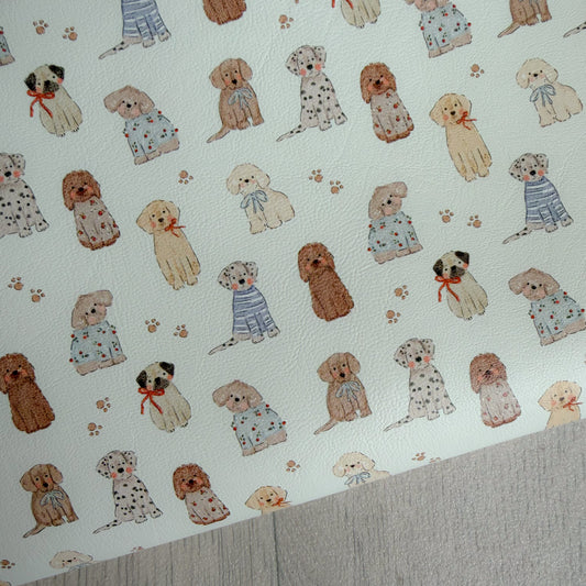 Adorable Dogs Faux Leather Sheet
