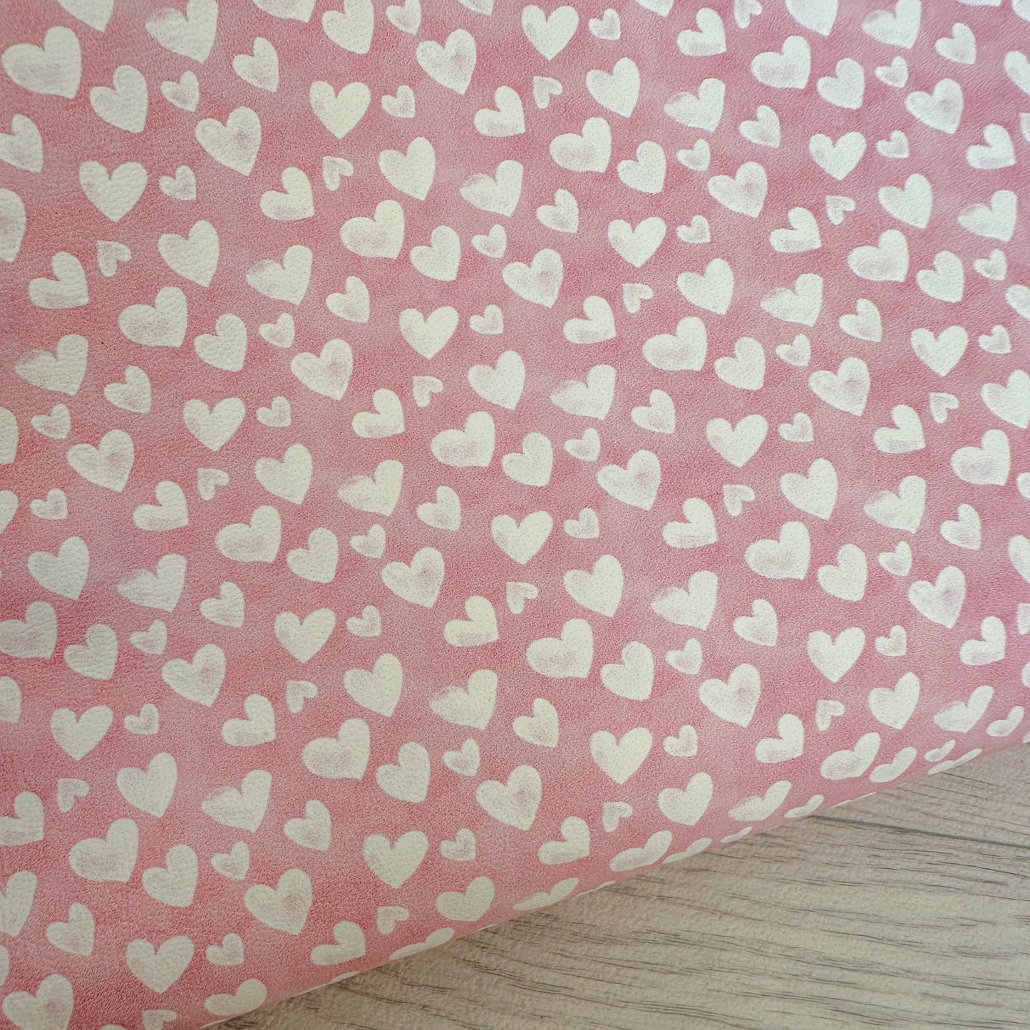 White Hearts On Pink Leatherette
