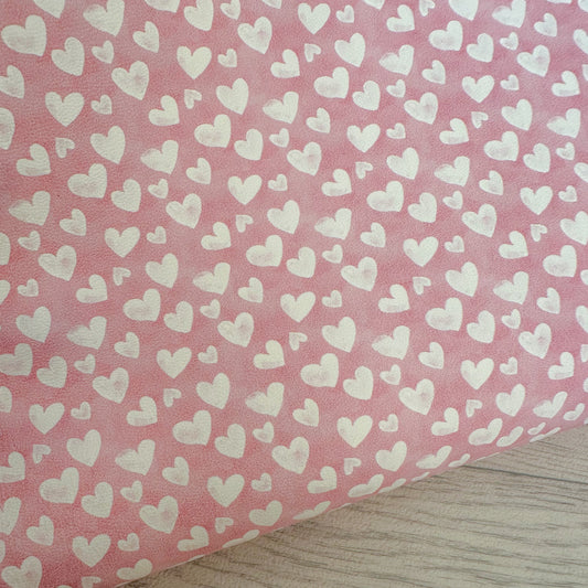 White Hearts On Pink Leatherette