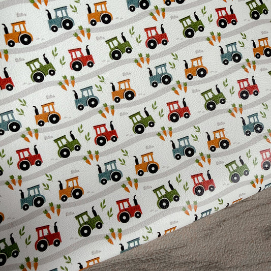 Tractors Picking Crops Leatherette