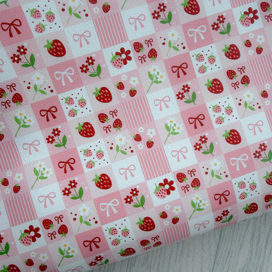 Strawberries Patchwork Faux Leather Sheet