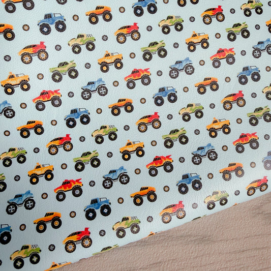 Blue Monster Trucks Leatherette