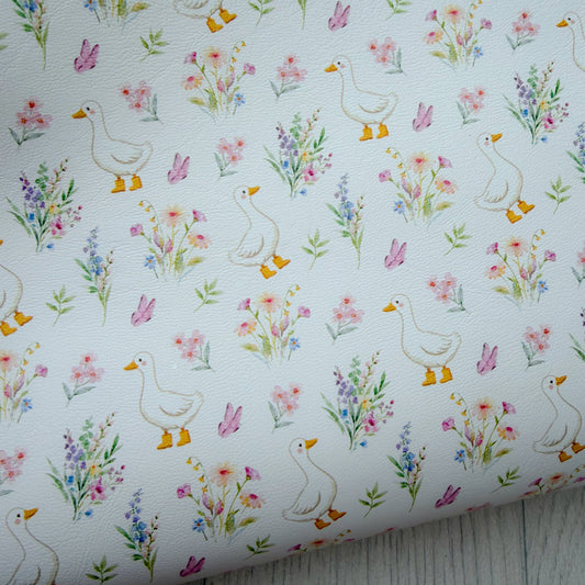 Floral Wellie Goose Faux Leather