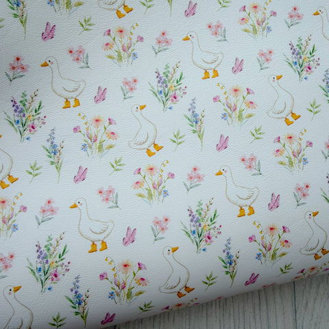 Floral Wellie Goose Faux Leather