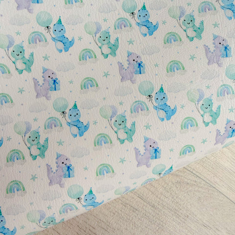 Birthday Dinosaur Blue Leatherette