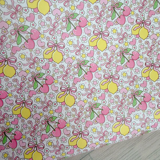 Lemons & Cherries Faux Leather Sheet