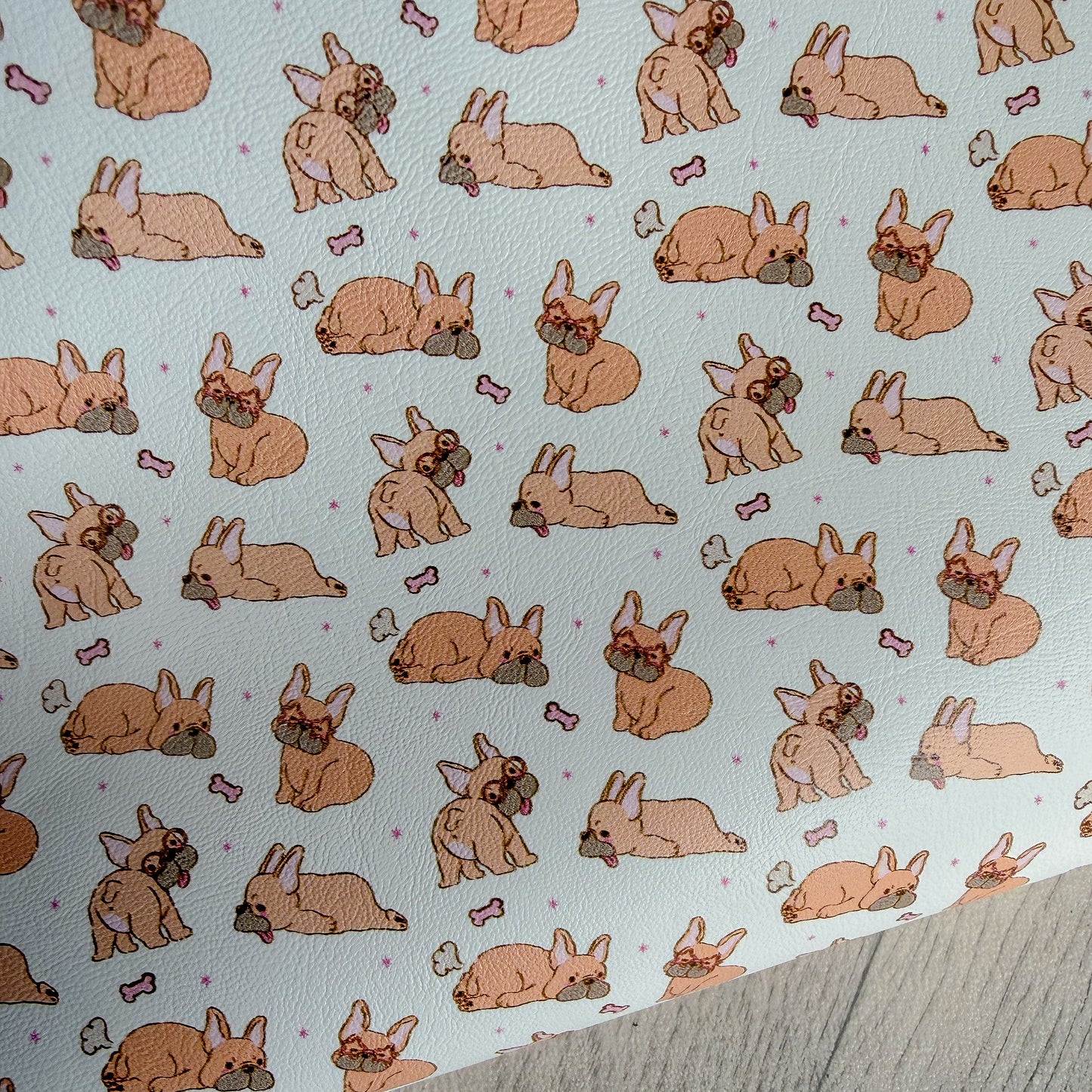 Silly Frenchie Dog Faux Leather Sheet