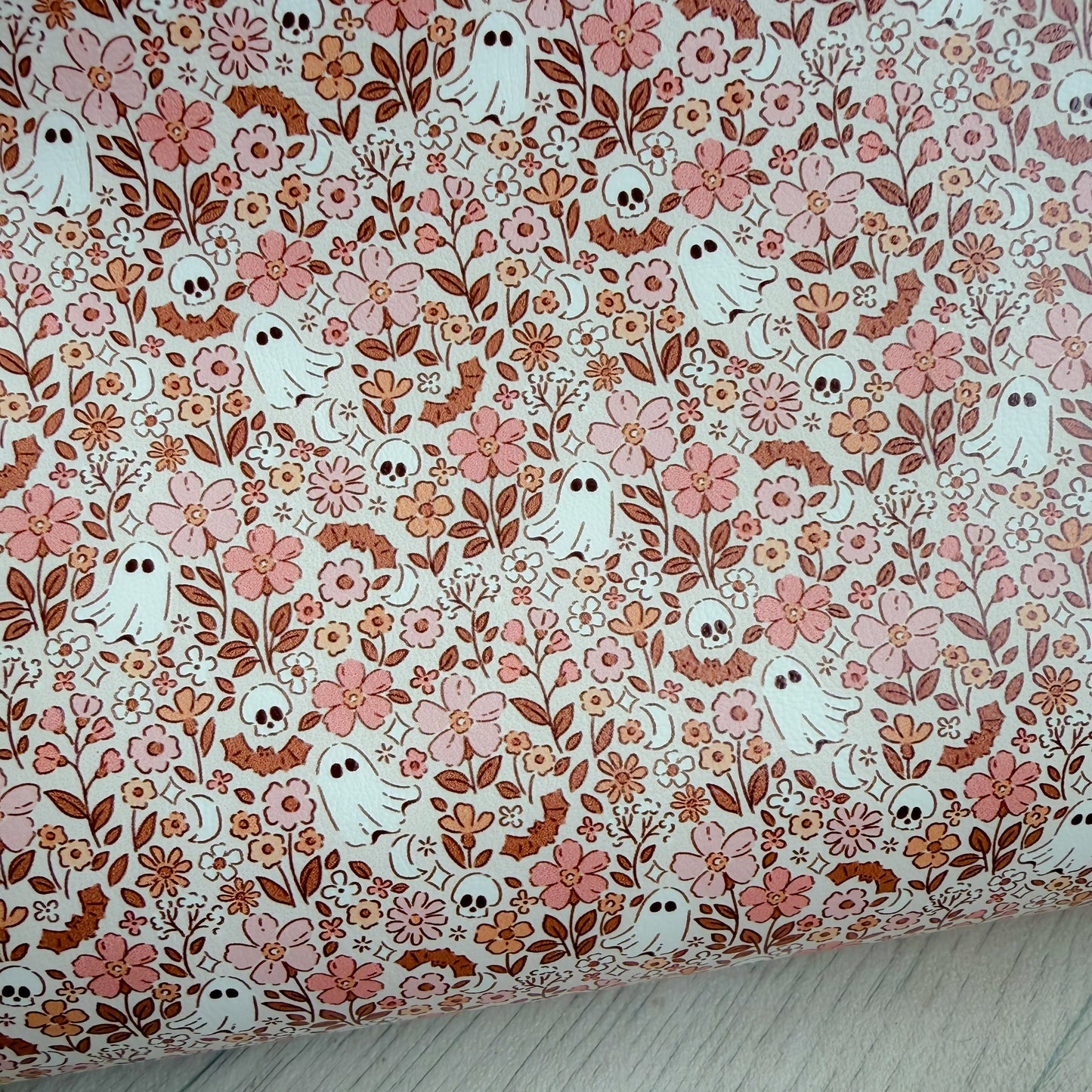 Meadow Floral Halloween Faux Leather Sheet