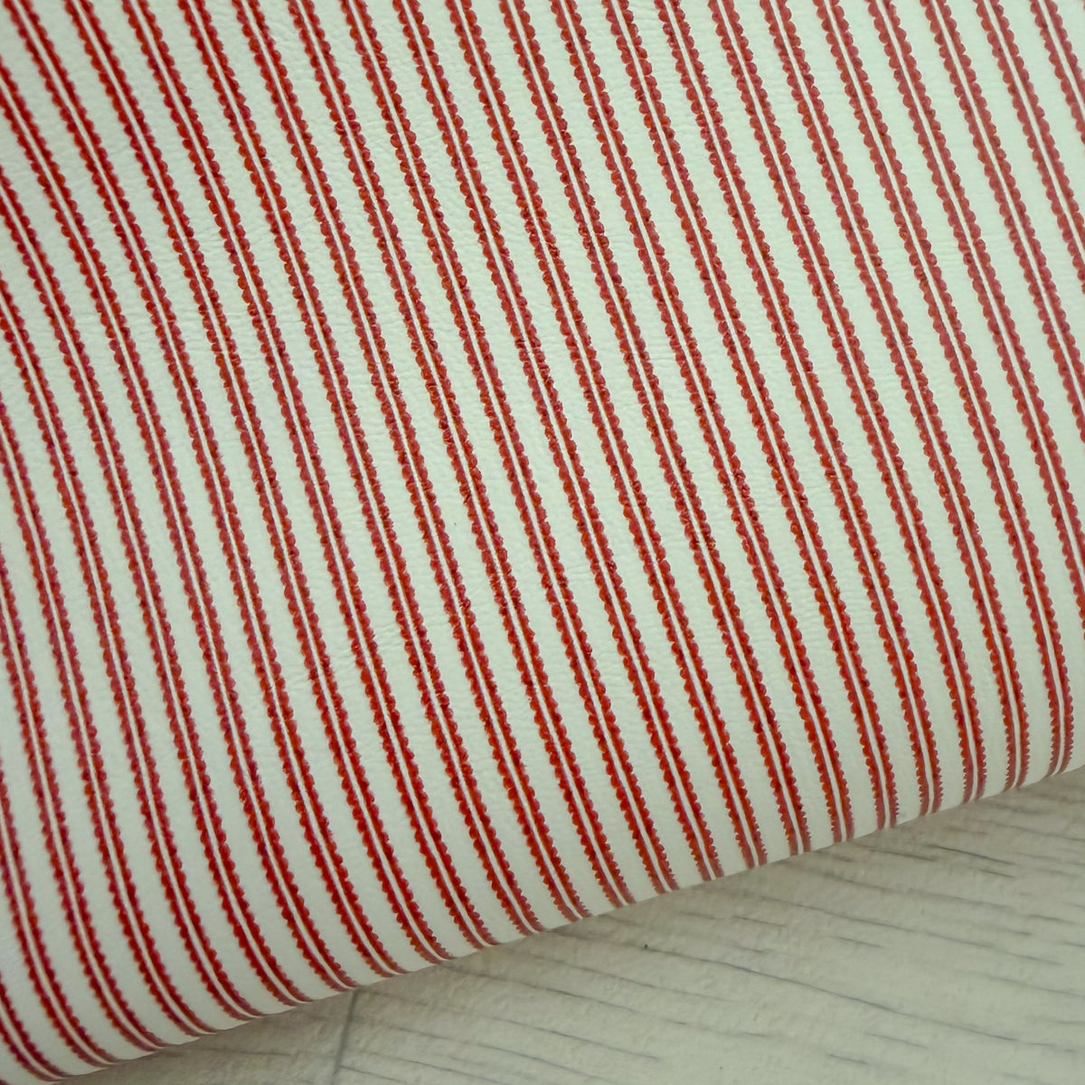 Red Scalloped Stripes Faux Leather Sheet
