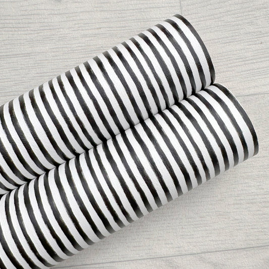 Stripped White & Black Leatherette