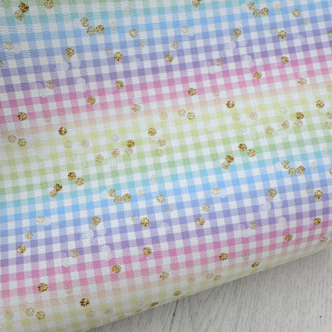 Confetti Rainbow Gingham Leatherette