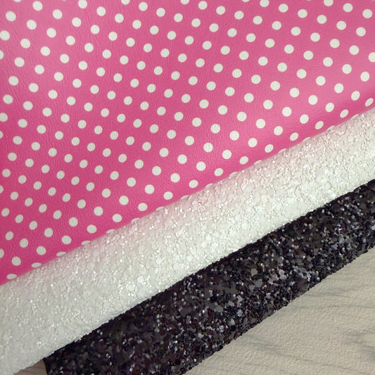 Trio Vintage Mouse Pink Glitter & Leather Sheets