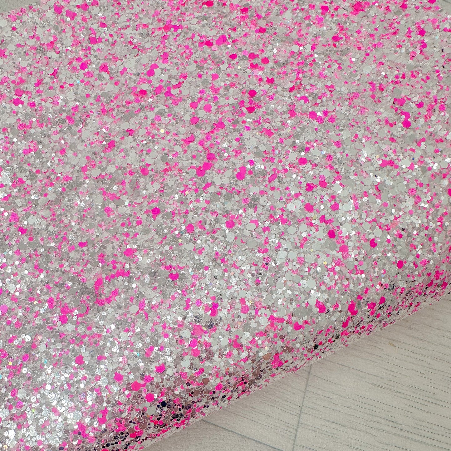 Neon Pink Silver Glitter