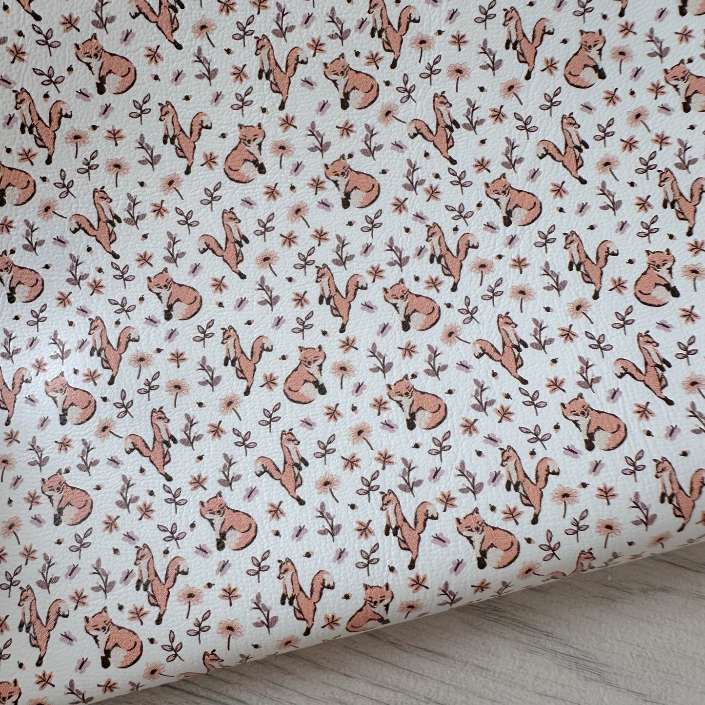 Floral Foxes Faux Leather Sheet