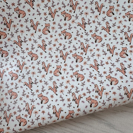Floral Foxes Faux Leather Sheet