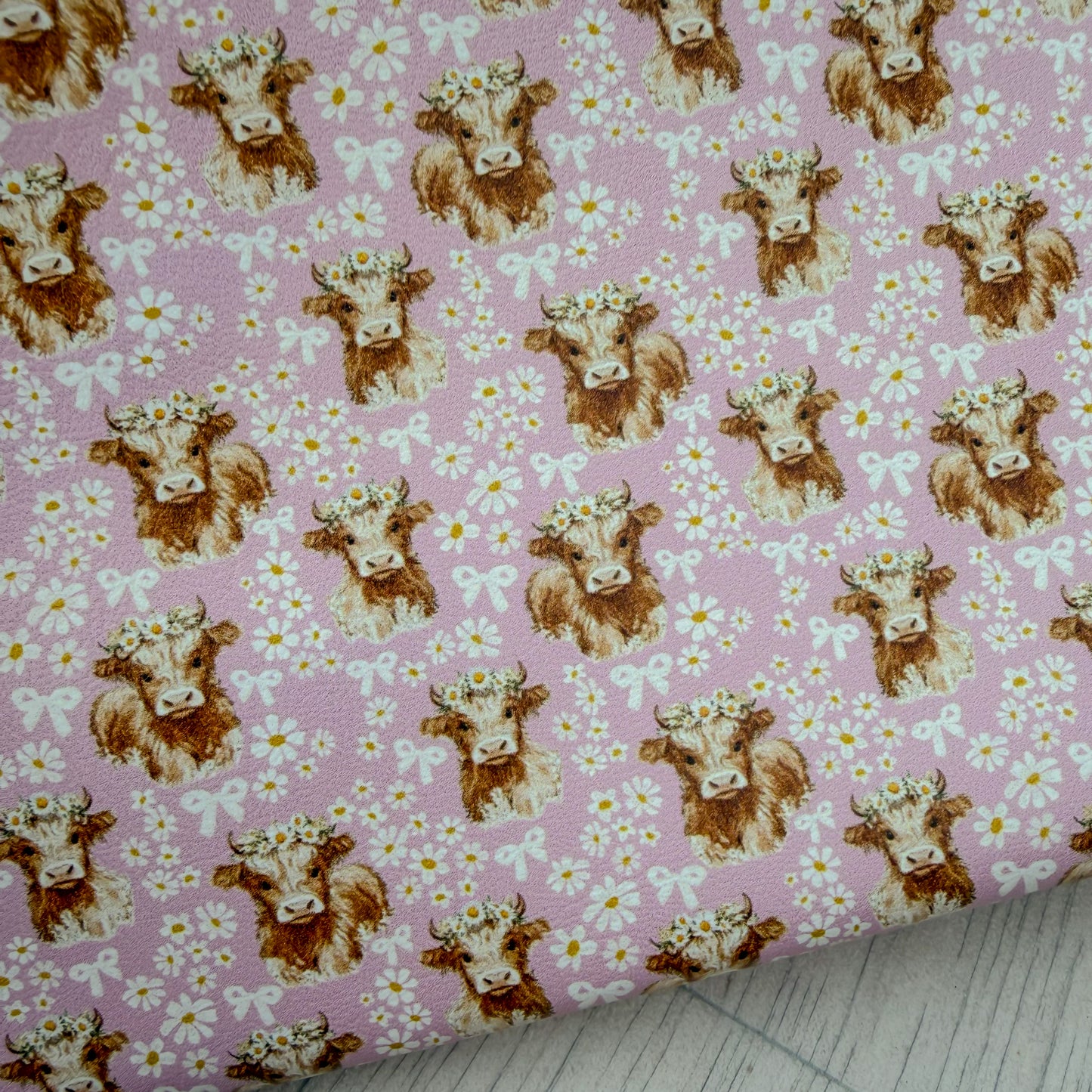 Honey Highland Cow Pink Faux Leather Sheet