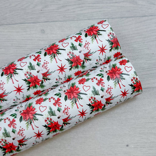 Festive Flowers White Leatherette