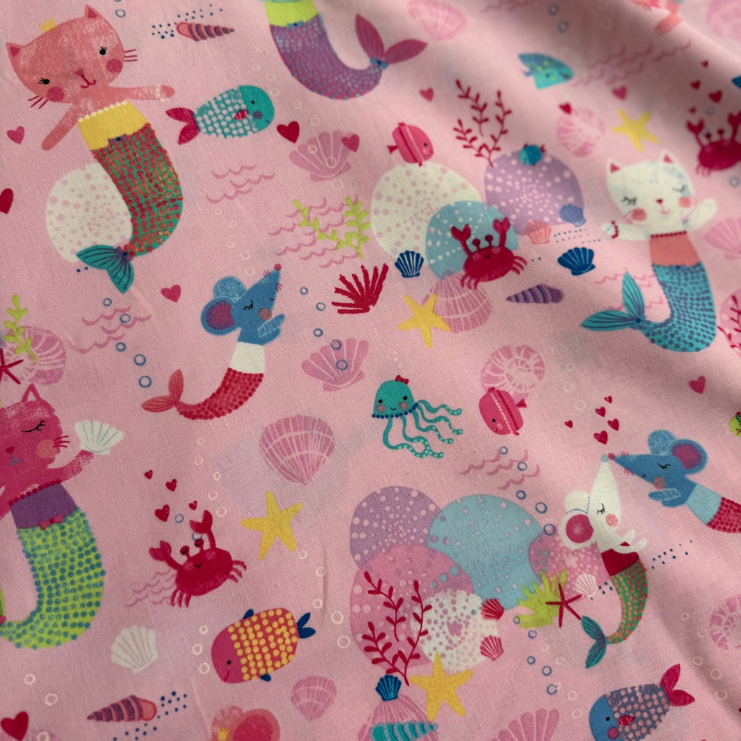 Cat Mermaids- by Timeless Treasures (Fun-C5459) Cotton Fabric