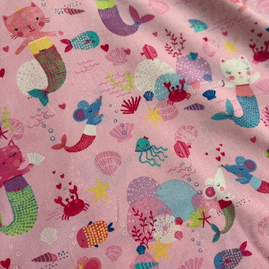 Cat Mermaids- by Timeless Treasures (Fun-C5459) Cotton Fabric