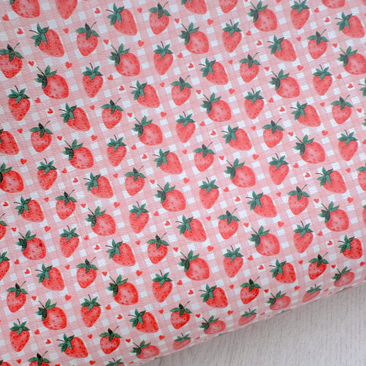 Strawberry Gingham Leatherette