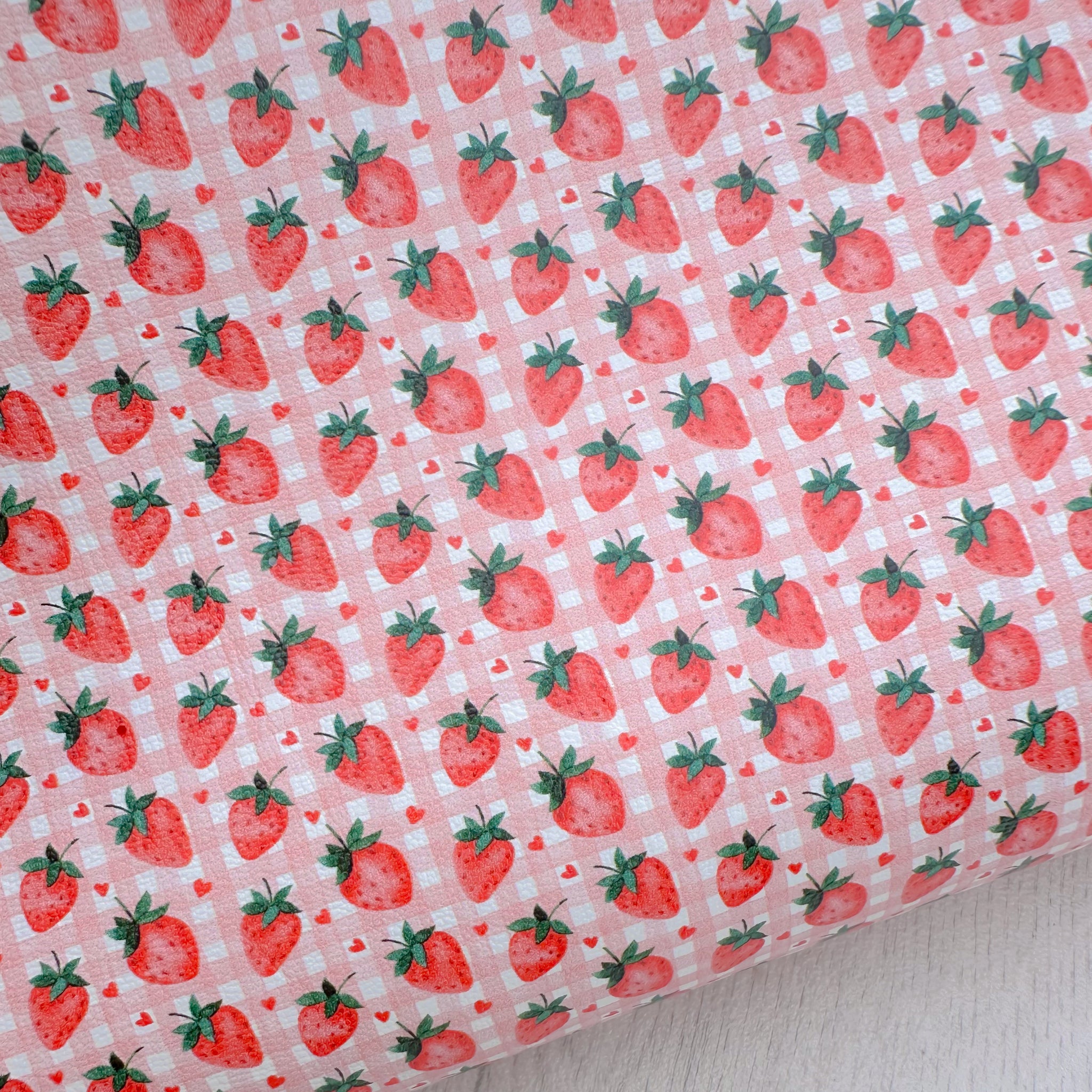 Strawberry Gingham Leatherette