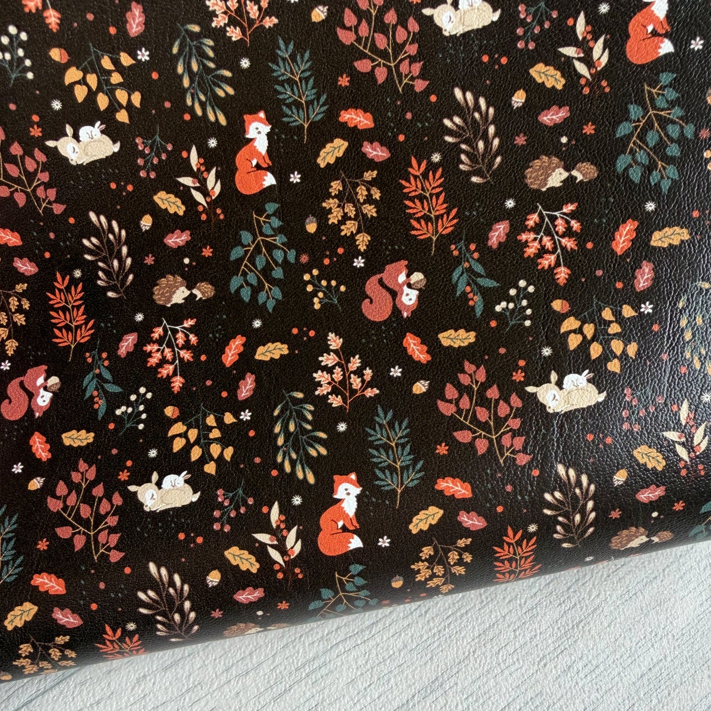 Brown Autumn Creatures Faux Leather Sheet