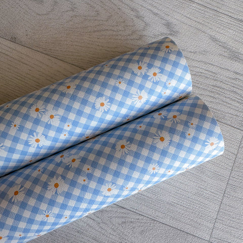 Daisy Blue Gingham Leatherette