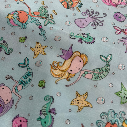 Glittery Mermaids By Timeless Treasures (Fun-CM3878) Cotton Fabric
