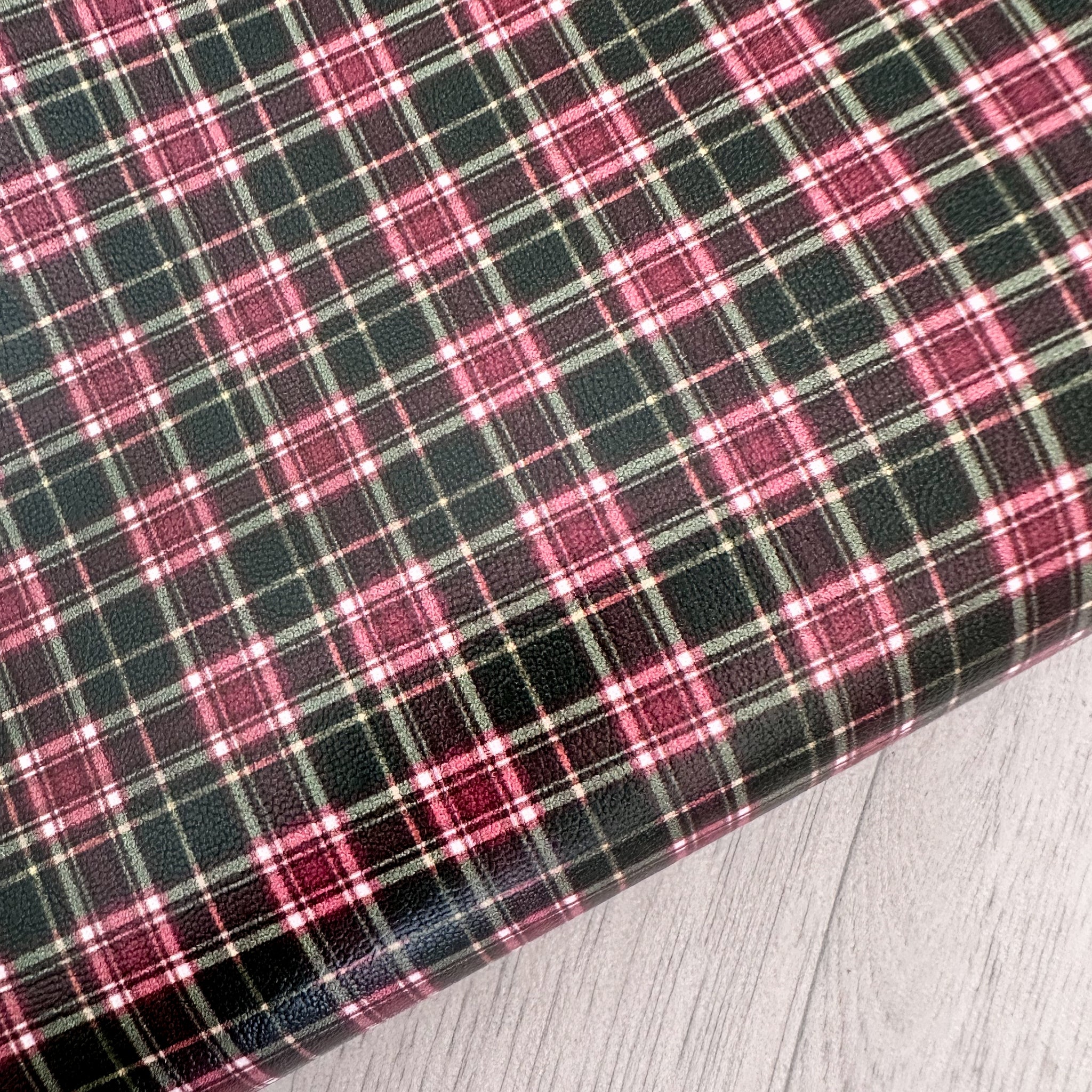 Dark Green Tartan Leatherette