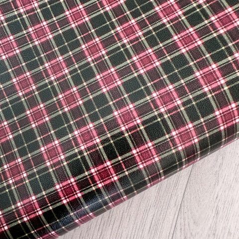 Dark Green Tartan Leatherette