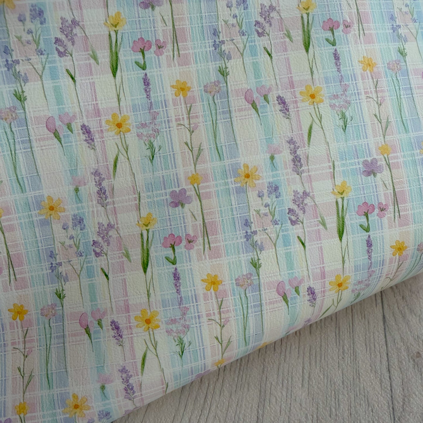 Floral Plaid Leatherette