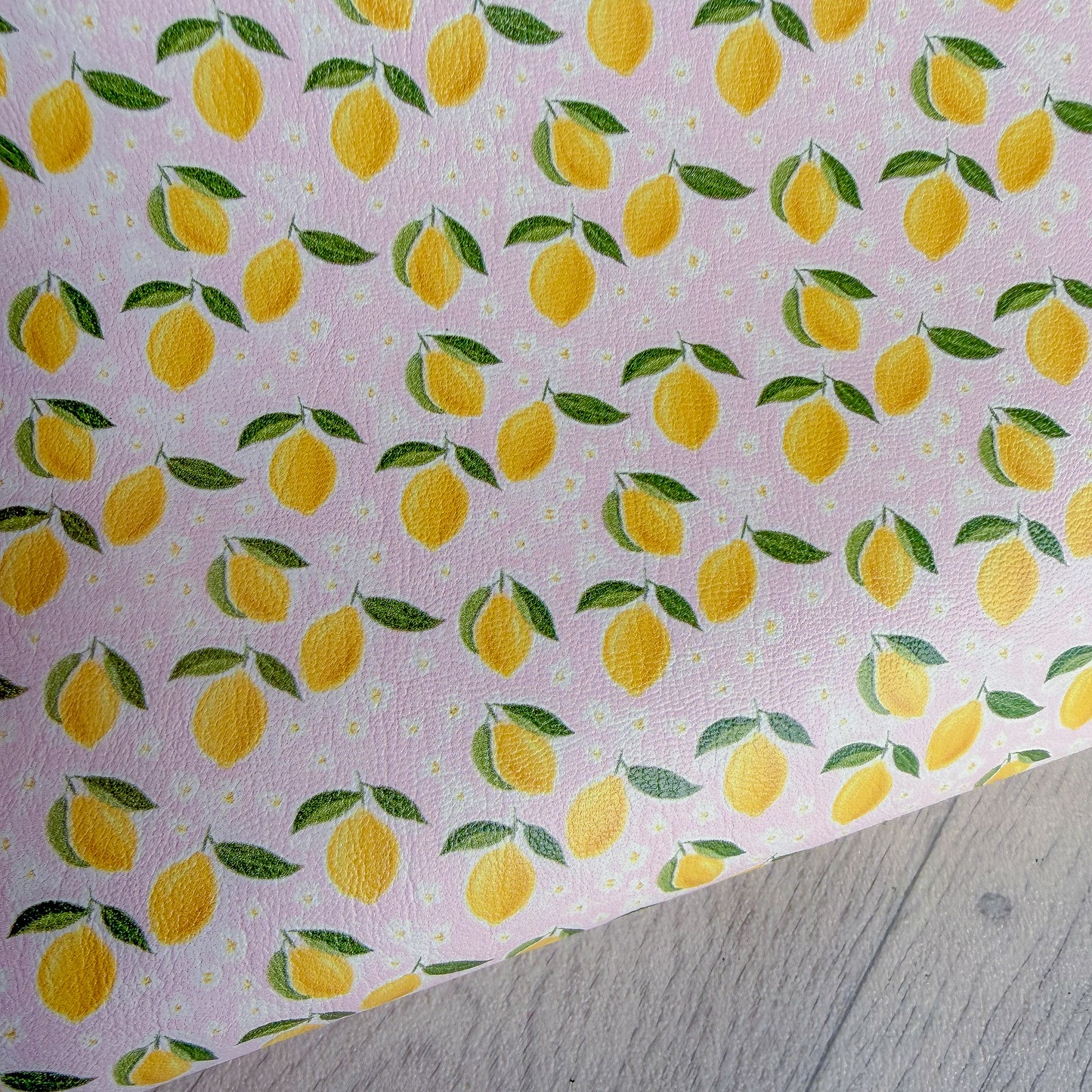 Pink Lemon Daisies Faux Leather Sheet