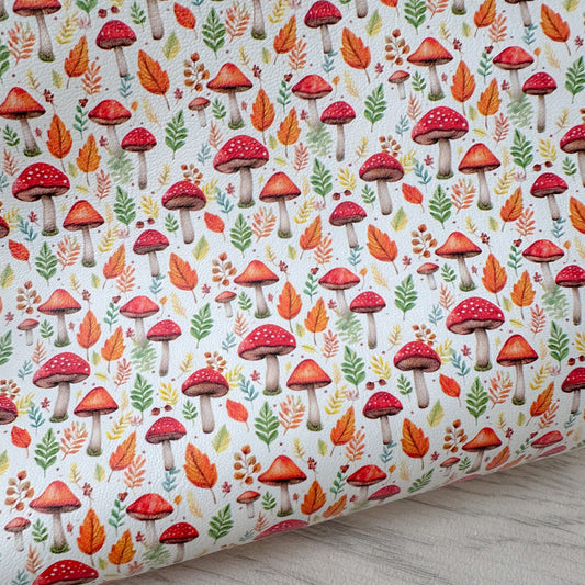 Woodland Toadstool Faux Leather Sheet