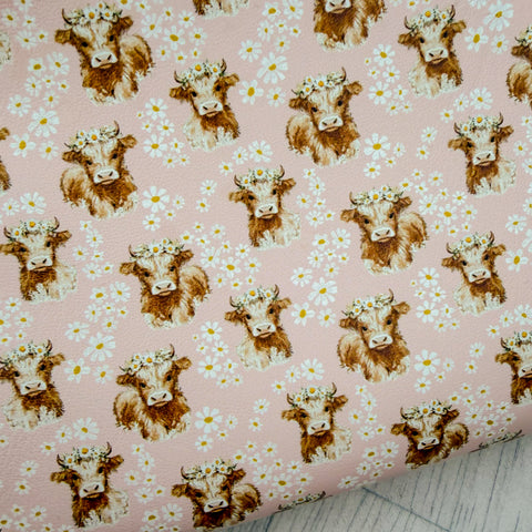 Hattie Highland Cow Blush Leatherette