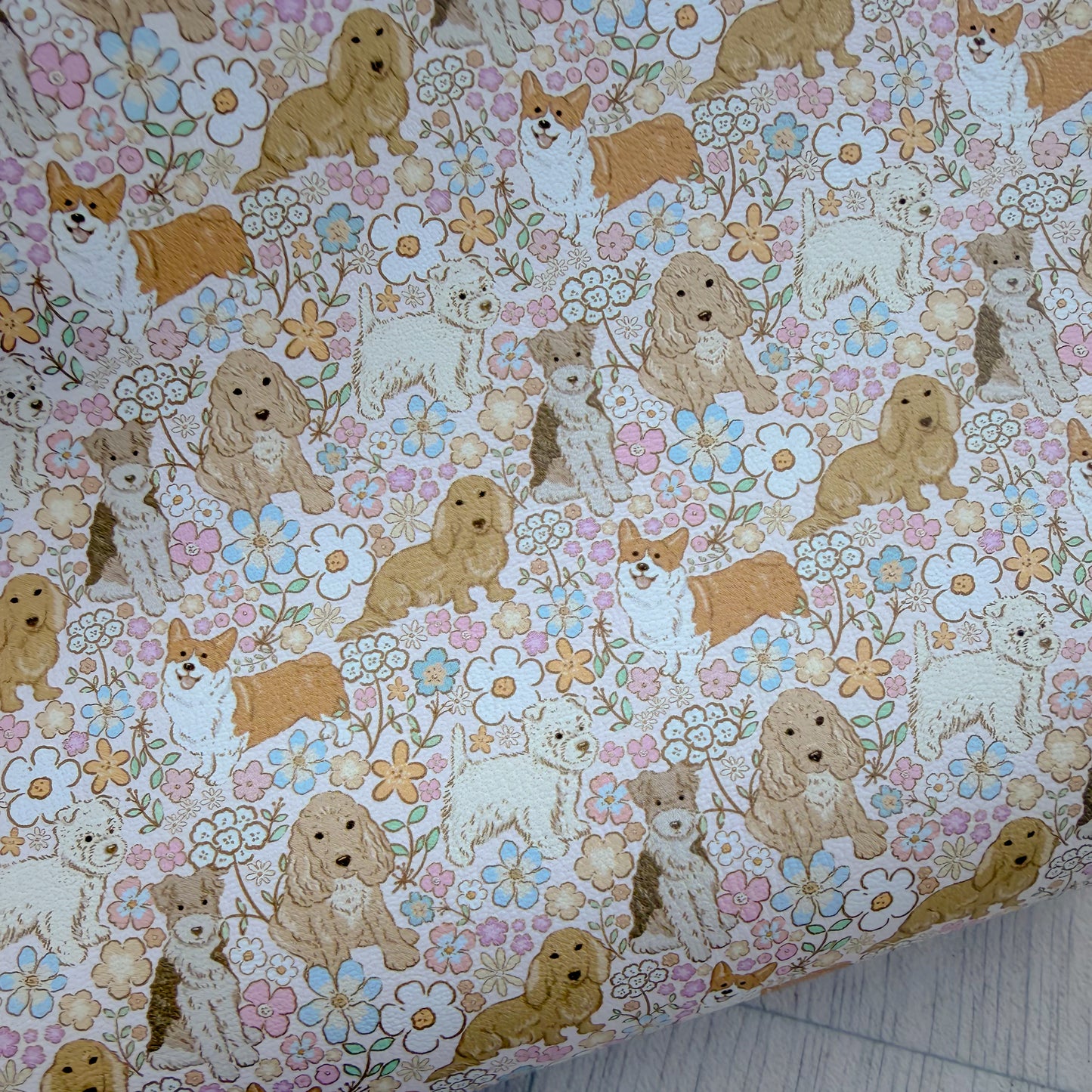 Floral Pooches Faux Leather Sheet
