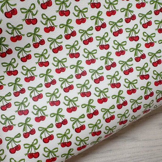 Green Bow Cherries Leatherette