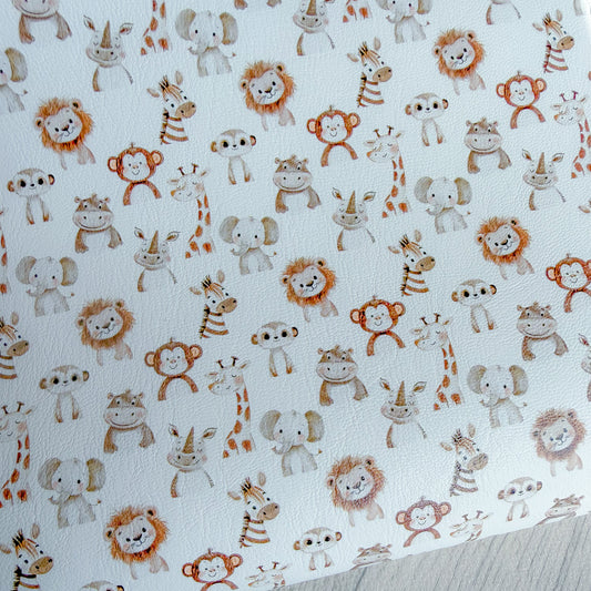 Neutral Jungle Pals Faux Leather