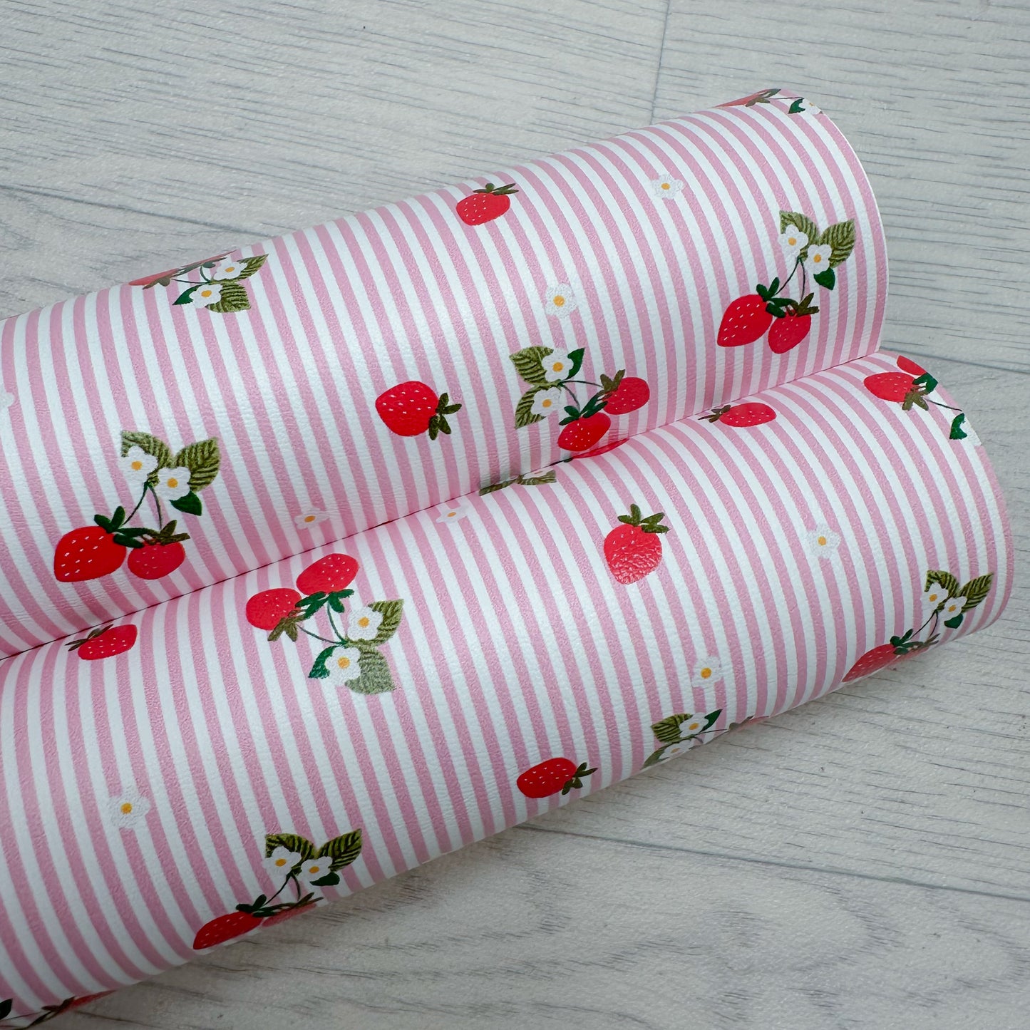 Pink Strawberry Stripes Leatherette