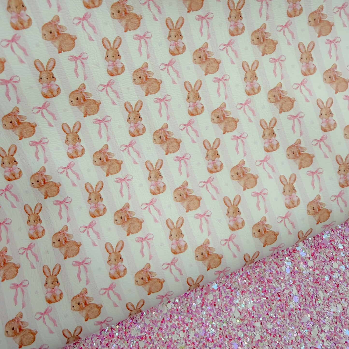 Pink Bow Bunny Glitter Duo