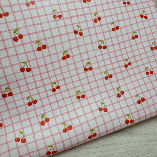 Cherry Check Leatherette
