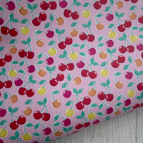 Rainbow Cherries Faux Leather