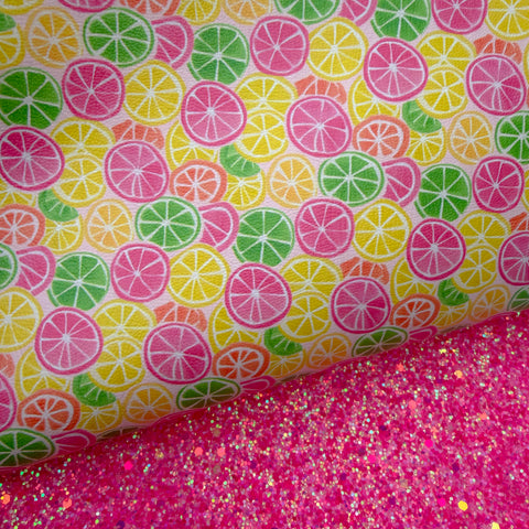 Duo Neon Citrus Fruit Glitter & Leather Sheets