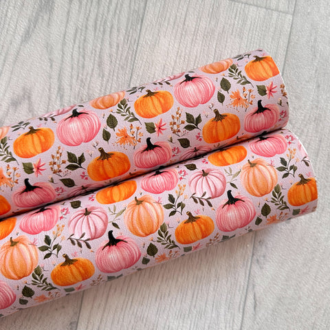 Pink & Orange Pumpkins Leatherette