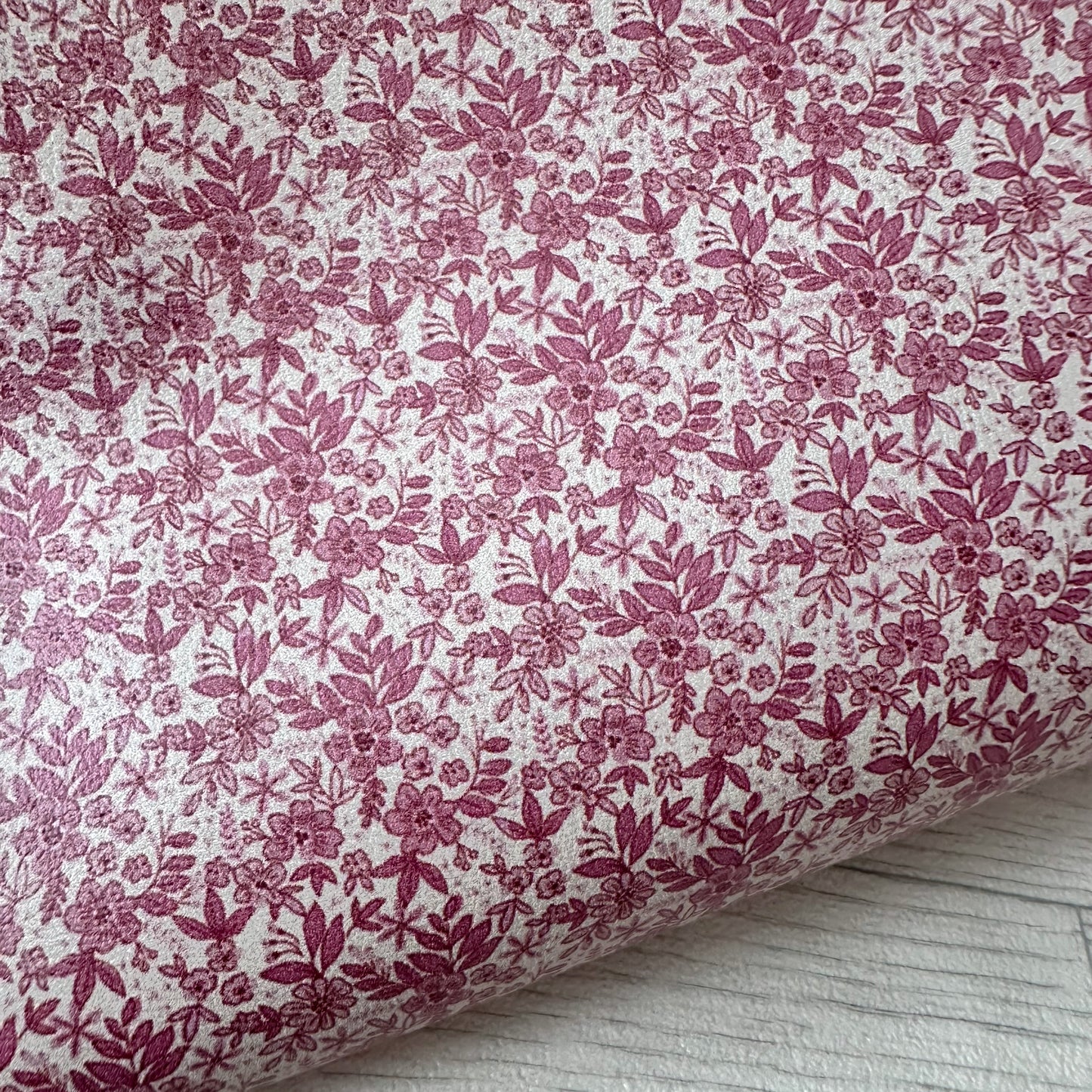 Ditsy Dusky Pink Autumn Floral Faux Leather Sheet